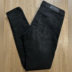 YoungLA YLA Men's Black Denim Distressed Ankle Zip Tapered Fit Jeans Sz 36